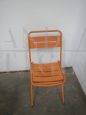 Set of 4 orange iron garden chairs, 1970s