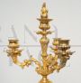 Pair of antique Charles X French gilded bronze flambeaux candelabra