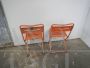 Pair of orange metal garden chairs, 1970s