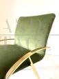 Design cantilever office chair in golden steel and green velvet, Italy 1970s