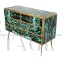 Wooden dresser covered in green malachite effect glass