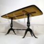 Black Art Deco dining table with black marble effect glass top