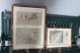 Pair of antique paintings with pencil drawings, signed