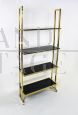 Mid-century modern design bookcase in brass and black glass, 1970s     