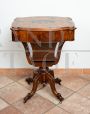 Antique Victorian briar walnut sewing table, 19th century England