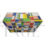 Multicolored glass chest of drawers with 4 drawers