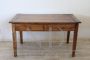 Antique rustic table in poplar wood from the 19th century with two drawers