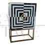 Optical design bar cabinet sideboard in black and white glass