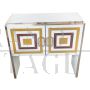 Design sideboard bar cabinet in colored glass and mirror