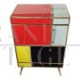 Pair of bedside tables in wood and glass in four colours