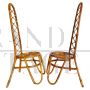 Pair of Bonacina bamboo chairs with high backrest, 1960s