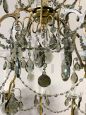 Large vintage Murano glass chandelier with crystal drops, 1950s