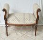 Antique French Napoleon III small bench in solid walnut, 19th century