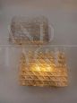 Pair of wall lights with Murano glass modules on brass   