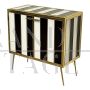 Sideboard with black and white glass stripes