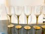 Set of 12 Murano glass and brass boat glasses, Italy 1980s