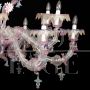 Rezzonico chandelier in pink and gold Murano glass with 12 lights