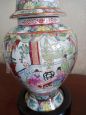 Pair of vintage Chinese hand-painted porcelain jars