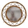 Round woven rattan wall mirror