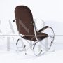 Maison Jansen style chrome rocking chair in brown velvet, 1970s