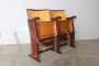 Pair of 1950s wooden folding cinema armchairs