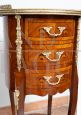 Antique French Napoleon III bedside cabinet with inlays and bronzes