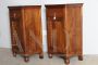 Pair of antique Charles X Italian bedside tables in solid walnut