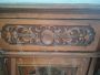 Antique sculpted sideboard with 2 doors and white marble top, early 19th century