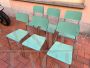 Set of 6 vintage green Formica chairs, Italy 1970s