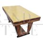 Extendable Art Deco style table in briar and parchment