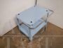 Industrial style light blue metal food trolley from the 70s