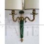 Antique style two-light wall lamp with double fabric lampshade