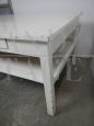 Vintage white lacquered fir workbench, Italy 1970s