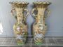 Pair of Japanese Satsuma vases from the late 19th century in hand-painted porcelain