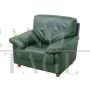 Vintage style armchair in green leather