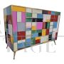 Dresser with 4 drawers in colored glass