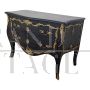 Baroque style dresser in black wood with gilt bronze decorations