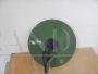 1940s industrial saucer suspension lamp in green metal