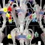 Murano glass chandelier in Rezzonico style with multicolored small flowers