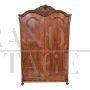 Pair of antique 19th century wardrobes with two doors in carved walnut        