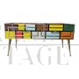 Design low coffee table in colored glass