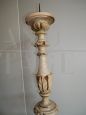 Antique carved, lacquered and gilded candlestick from the 19th century