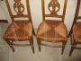 Set of 4 vintage straw chairs in walnut, never used