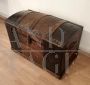 Antique rounded chest from the 19th century in wood and metal