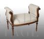 Antique French Napoleon III small bench in solid walnut, 19th century