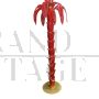 Palm tree-shaped floor lamp in red Murano glass