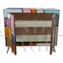 Design sideboard in multicolored glass with illuminated mirror interior