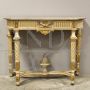 Antique Louis XVI console from the 19th century, carved, lacquered and gilded