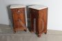 Pair of Tuscan Louis Philippe bedside tables with marble top, 1870