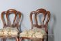 Set of 4 antique Louis Philippe chairs in walnut with carved backrest, Italy 1850s